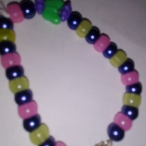 Colorful Beaded Bracelet — Pink, Lime, Purple